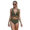 Swimwear féminin Femmes Shiying One Piece Swimsuit Couleur solide Backless Sexy Cross High