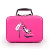 Professional Makeup Bag With High Heel Pattern Portable Cartoon Make up Case Leather Beauty Case Trunk Hand Held Coametic Bag208g