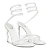 Célèbre sexy renes margot bijou sandals chaussures cristal cristal bracelet de cheville caovill lady sandalias paillette semelle hautes talons fête de mariage box7538774