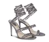 Sandale de mariée de mariage de luxe Designer femmes talons hauts CHANDELIER NUDE SATIN SANDALS sandales à lanières de serpent Renes super cadeau avec boîte