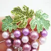 Broches de luxe Style artistique Fruit raisin violet autriche cristal ton or broche