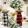 Buffalo plaid wijnflesomslag decoratieve faux bont manchet trui wijn fles houder cadeauzakken feest ornament rra788