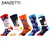 Chaussettes pour hommes SANZETTI Marque 2022 Happy Men Bright Colorful Nouveauté Modèle Robe de haute qualité Boîte cadeau de mariage drôle