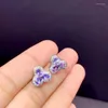 Boucles d'oreilles à tige Tanzanite naturelle Argent 925 Procédé de galvanoplastie bicolore Taille de gemme 3x4mm