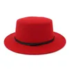 Fashion Wide Brim Elegant Lady Wool Pork Pie Boater Flat Top Hat for Women's Men's Felt Fedora Gambler Hat Cloche Bowler2627