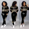 2024 Designer Women Tracksuits Fleece Two Piece Set Casual Leopard Print Outfits Hoodies Pants Sportswear Sweatsuits Plus size 4X 5XL Winter Wholesale clothes 9061