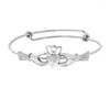 Bracelet Arrivée Le Claddagh Réglable Cuivre Femme Bracelet Mode 3 Couleurs Jolis Bracelets Extensibles En Fil