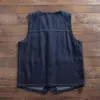 Gilets pour hommes de haute qualité multi-lavé japonais poche vintage vêtements de travail cowboy gilet hommes et femmes BF style lâche mince manteau