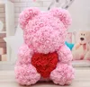 Partybevorzugung 40 cm Rose Teddybär Herz Künstliche Blume für Valentinstag Hochzeit Geburtstag Weihnachtsgeschenk Seeschifffahrt RRA790