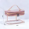 Cosmetic Bags Diamond Patterned Double Compartment Bag Lady Multi Functional Transparent Make Up Organizer Case