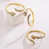 S3396 Copper Gold Plated Zircon Leopard Bangle Bracelets For Women Niche Design Bracelet