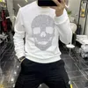 Heren Hoodies Harajuku Diamond Skull Winter Warm Dikke los sweatshirt Hoodie Lange mouwtops