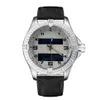 Modische blaue Zifferblattuhren für Herren, Dual-Zeitzonen-Uhr, elektronische Zeigeranzeige, Montre de Luxe-Armbanduhren voller Edelstahl 219T