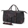 Duffel Bags Men 55 cm grote reis handbagage canvas lederen schouder grote capaciteit weekenden tot een traag