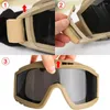 야외 안경 전술 고글 3 렌즈 방풍 방진 방진 슈팅 모터 크로스 오토바이 등산 안경 CS 안전 보호