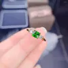 REARS CLUSTER Fine Jewelry 925 Sterling Silver Silver with Natural Gemstone Women's Women Noble Square Diopside Diroped Ring Support