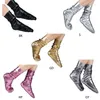 Women Socks Faux Patent Leather Loose Crew Shiny Metallic Wetlook Solid Clubwear Q6PB