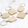 Promotional Handicrafts Party Favor Souvenir Plain DIY Blank Beech Wood Pendant Key Chain keychain With Key Ring