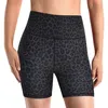 Aktiv shorts leopard tryckt sport höftlyft telefonficka fitness yoga korta leggings slitage för kvinnor gym plus storlek