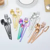 Dinnerware Sets 24Pcs Stainless Steel Set Rose Gold Cutlery Hanging Cup Spoon Fork Knife Western Dinner Kitchen Silverware Tableware