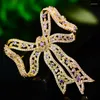 Broches Vintage violet fascinant Zircon arc broche broche atmosphère élégante grand nœud papillon vêtements de mode pour les femmes Accessori