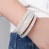 Charm armband amorcome trendigt strassl￤der f￶r kvinnor flerskikt wrap crystal armband armband mode kvinnlig fest g￥va