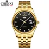 CHENXI montre homme affaires hommes montre en acier inoxydable ceinture horloge dorée mode hommes montres à Quartz calendrier Relogio Mas349b