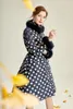 Trench da donna Donna Inverno Giacca taglie forti Donna 2022 Collo in vera pelliccia Parka Stampa ultraleggera Polka Dot Piumino d'anatra bianco Donna