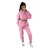 Ny höst Winter Jogger passar Women Fleece Tracksuits Lång ärm Hooded Hoodie och Sweatpants Tvådelade uppsättningar Matchande tröjor Casual sportkläder 8809