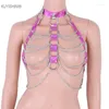 Belts Sexy Women Halter Color Body Harness Bondage Party Chain Rave Costume Clubwear Holographic Belt Pastel Gothic Suspender