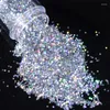 Glitter per unghie 1 scatola Mix olografico Fiocchi Unghie robuste Decorazioni artistiche Paillettes Polvere fine Paillettes Cromo Lucentezza Cosmetici per gli occhi