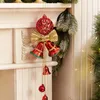 パーティーサプライズツリーオーナメント装飾ファッションアクセサリー用のボウノットロープペンダント付きクリスマスメタルジングルベル