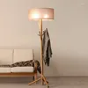 Lampadaires postmoderne bois tissu LED pour salon El lumières éclairage chambre étude bureau décor à la maison lampe sur pied