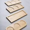 Table Mats Bamboo Wood Pallet Japanese Tea Tray Sushi Fruit Plate Kitchen Spice Jar Base Tableware Round Pads