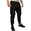 Męskie spodnie mężczyźni cienki moda swobodny jogger streetwear ładunki męskie multi-kupki spodni fitness siłowni dresowe mens305n