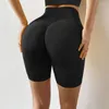 Aktiv shorts kvinnor yoga h￶g midja h￶ftlyftbyxor fitness booty spandex tight sport f￶r