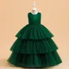 Girl Dresses Green Tulle Tuttu Flower Dress Christmas Party Fancy Children Gown Prom Teenage Clothes 2022