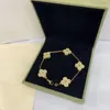 Clef Van Bracelet Clover Van Designer Charm Clover Bracelet Womens 18Ct Gold Mother Of Pearl Crystal Diamond Jewellery Gift 1