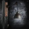 Wall Lamps Industrial Retro Loft Lamp Iron Pulley Spindle Light Coffee Shop Bar Wood Sconces Stairs Fixture Indoor Lighting