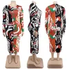 Ethnic Clothing Long African Pencil Dress Women Fashion Panelled Full Sleeve Robe Autumn Print Elegant Casual Office Lady 2022