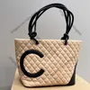 CC Brand Shopping Bags Ladies Two-toner Patchwork Campeng Beach Totes Bags Quilted Genuine Leather Letter C Shopping Bag Designer Handle Handbag Outdoor Large C