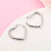 925 Sterling Silver Hoop Earrings Moments Heart Charm Fits European Pandora Style Jewelry Fashion Earrings