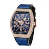 Elegante blauwe mode luxe ontwerper diamant alligator lederen armband kalender datum kwarts batterij horloges voor mannen dames220L