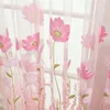 Cortina de tul transparente para ventana, cortinas de poliéster lavables con patrón de flores, cortinas de tela de gasa para sala de estar, decoración del dormitorio, 1 Uds.