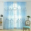 Cortina de tul transparente para ventana, cortinas de poliéster lavables con patrón de flores, cortinas de tela de gasa para sala de estar, decoración del dormitorio, 1 Uds.