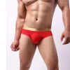 Underpants Men's Sexy Briefs Ice Silk Underwear Seamless Male U Convex Panties Smooth Underpant Elastic Mid Waisted Trunks