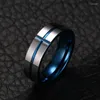 Anneaux de mariage Design Men Tungsten Ring Quality Steel Vintage Cross IP Blue plaquée Cadeau pour petit ami jamais rouillé ou fondu