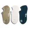 Men's Socks 2022 3 Pack Pair Summer Cotton Boat Non-Slip Silicone Invisible Ankle White Khaki Blue