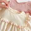 Zestawy odzieży bawełniane niemowlę małe dziewczynki potargane bodysiutowe sukienki z długim rękawem