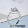 Pierścienie klastra InBeauut 925 Silver Forever Love Pass Test Diamond 1 CT Doskonałe cięcie D Color Heart Moissanite Pierścień Women Classic Wedding